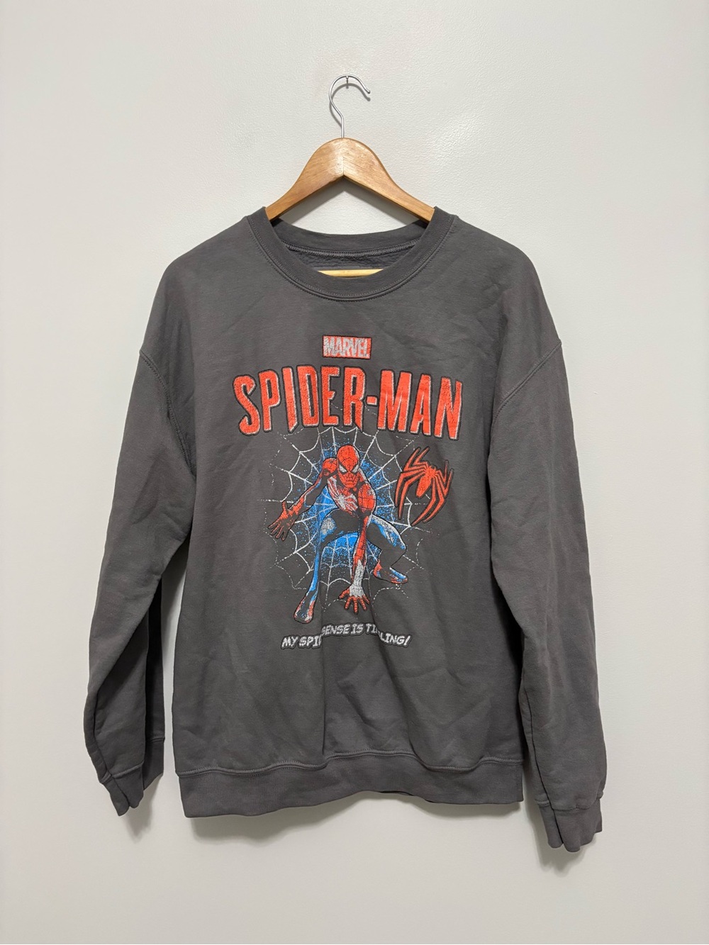 Unisex Marvel Spider-Man Superhero Graphic Gray Sweatshirt